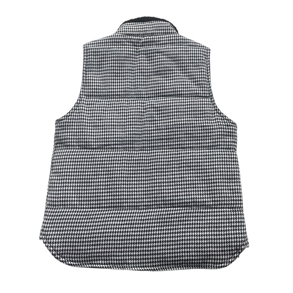 Staccato Women’s S Black White Houndstooth Knit Sherpa Collar Zipper Puffer Vest - Picture 2 of 15